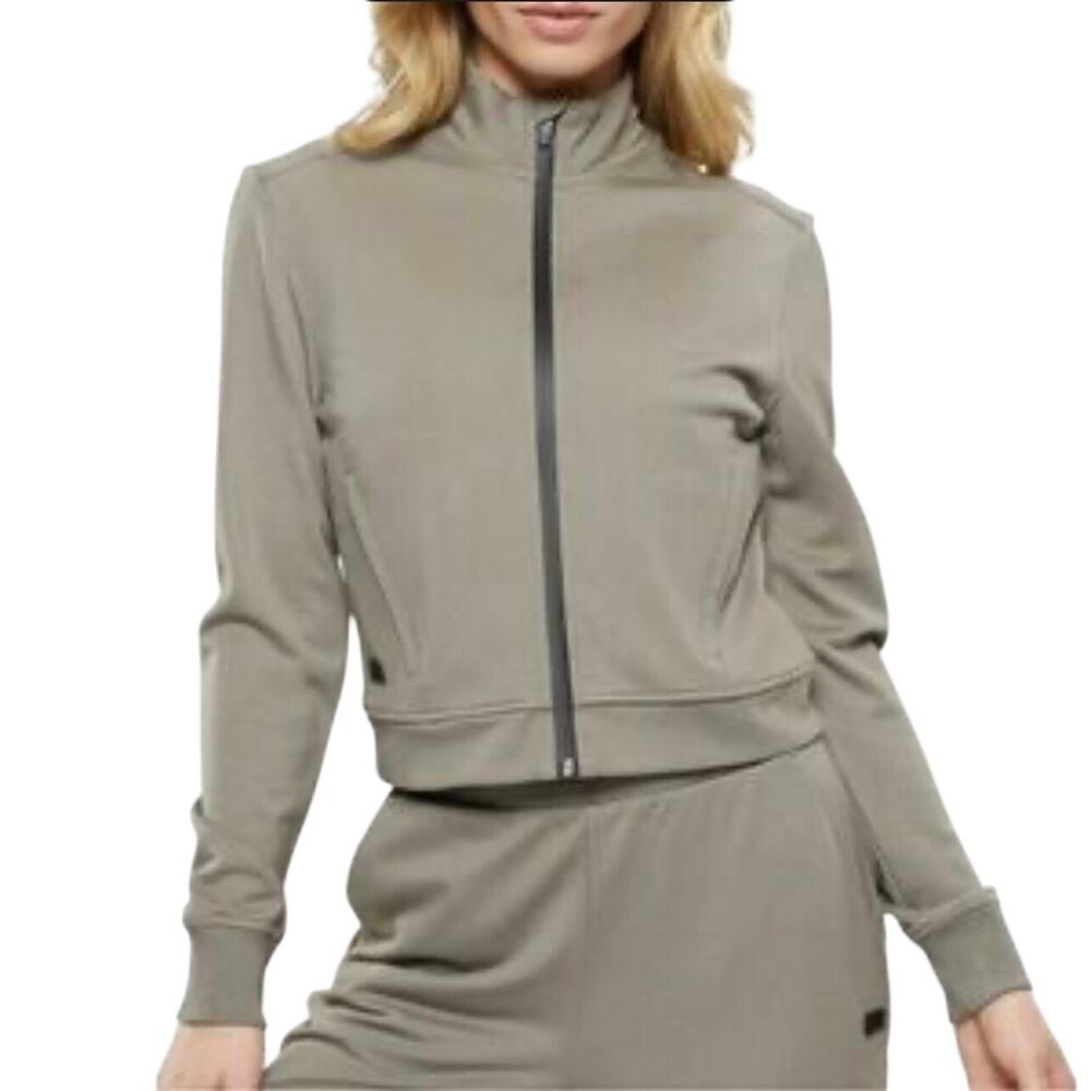 NWT CUTS Women’s Runway Zip Front Activewear Jacket Dark Stone